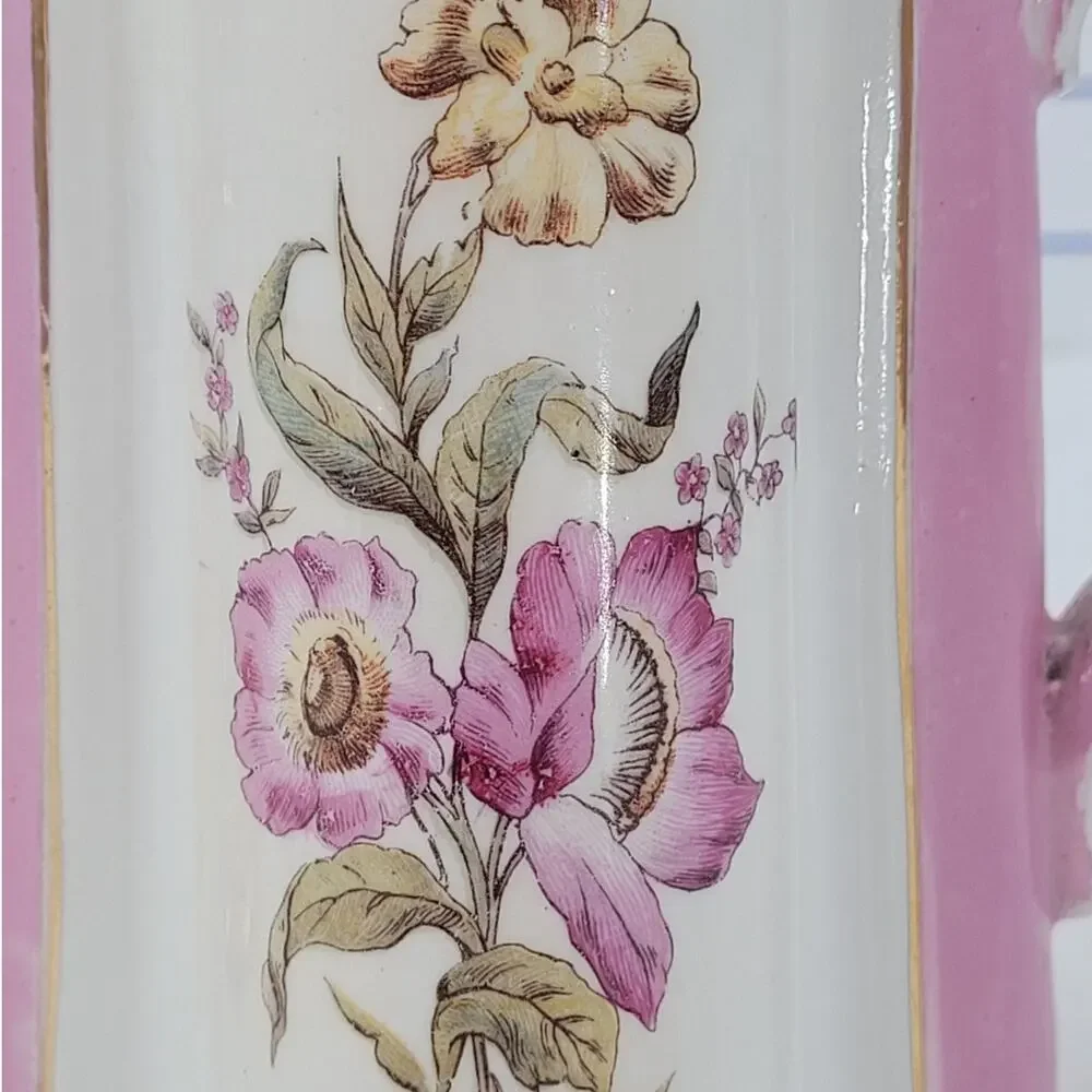Coquette Pink Gilded Vase Pitcher Lot‎ Romantic Cottagecore Vintage Shabby Chic